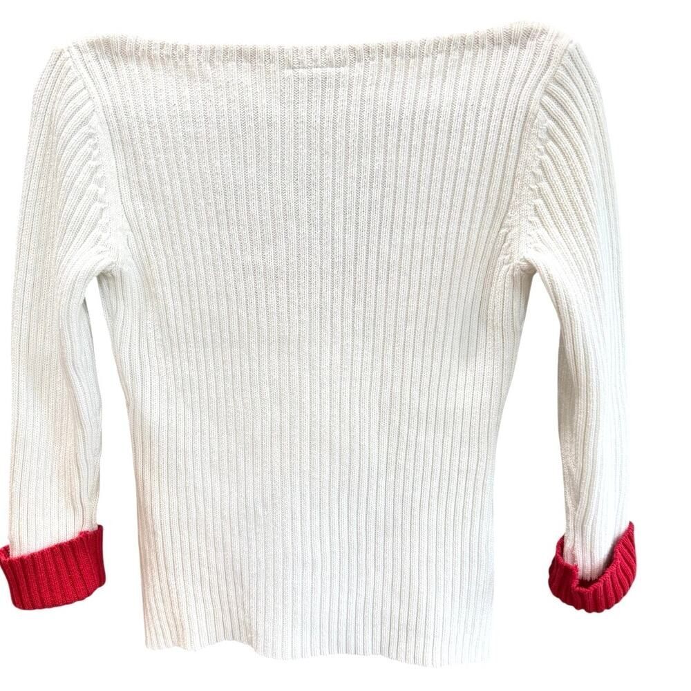 VTG Y2K Polo Ralph Lauren Polo Ribbed Knit Sweater American Flag White Red Small - Picture 14 of 15